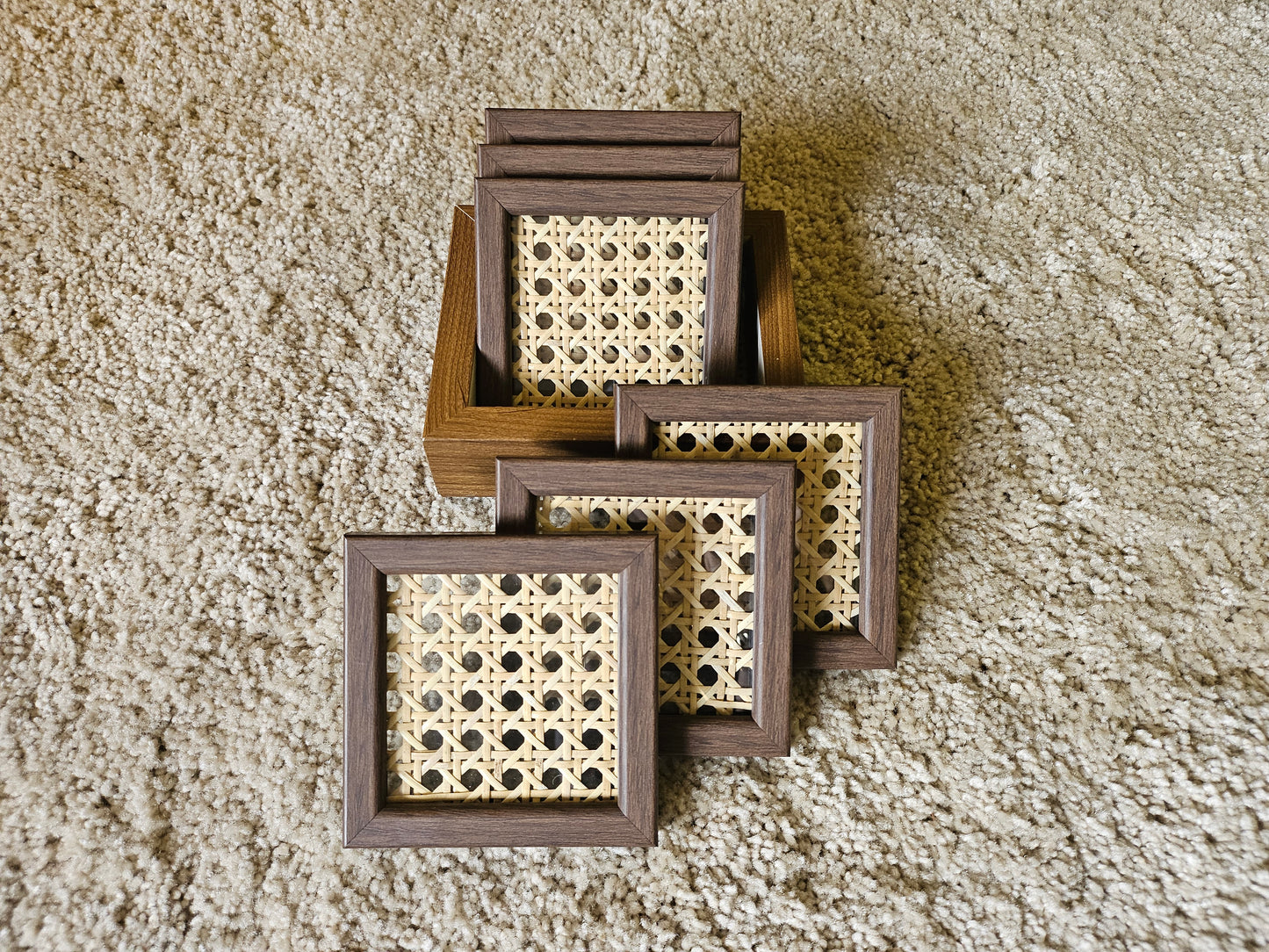 Rattan Cane Coaster Set