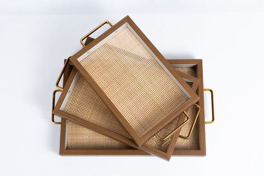 Rattan Sqaure Weave Serving Trays