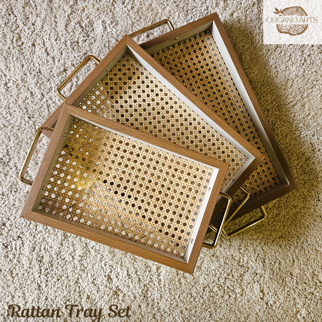 Rattan Hexagon Serving Trays