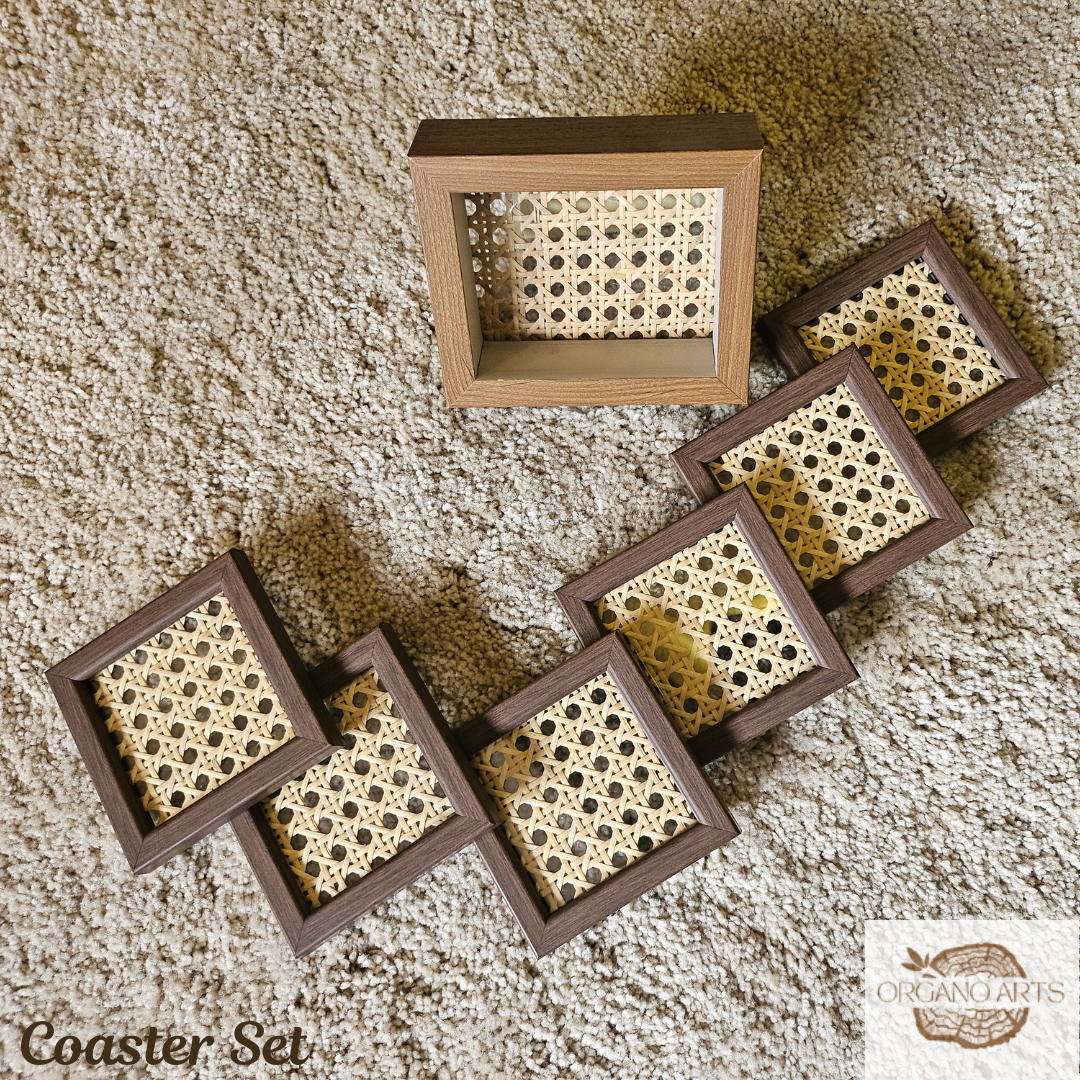 Rattan Cane Coaster Set